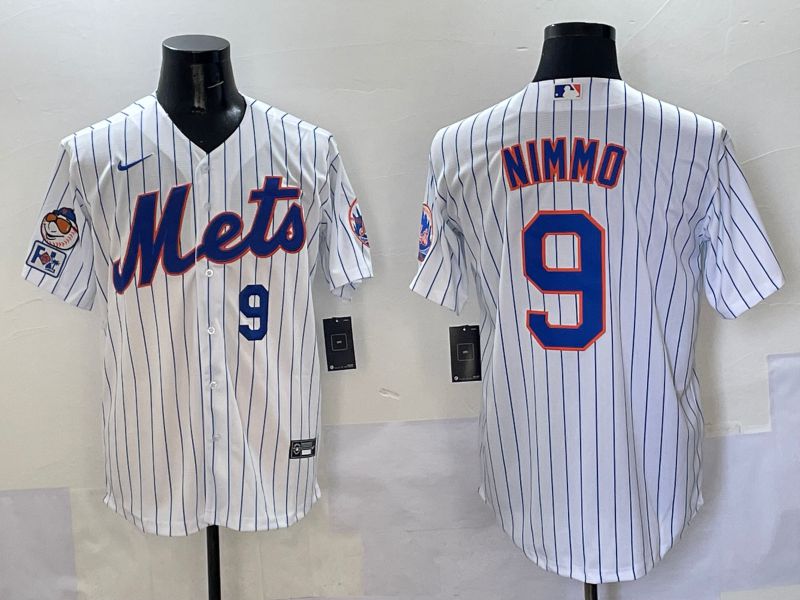 Men New York Mets #9 Nimmo White Stripe Game 2025 Nike MLB Jersey style 6->new york mets->MLB Jersey